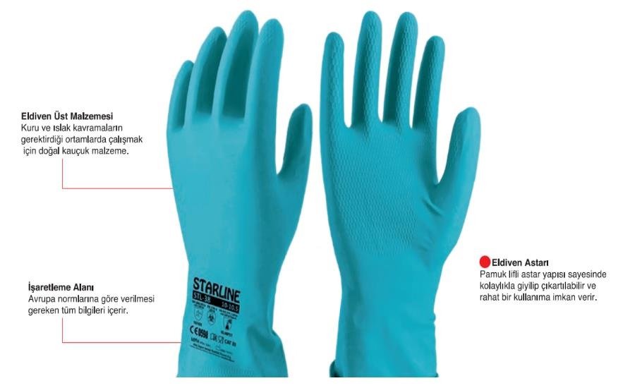 Starline STL-38 Doğal Kauçuk Kimyasal Eldiven