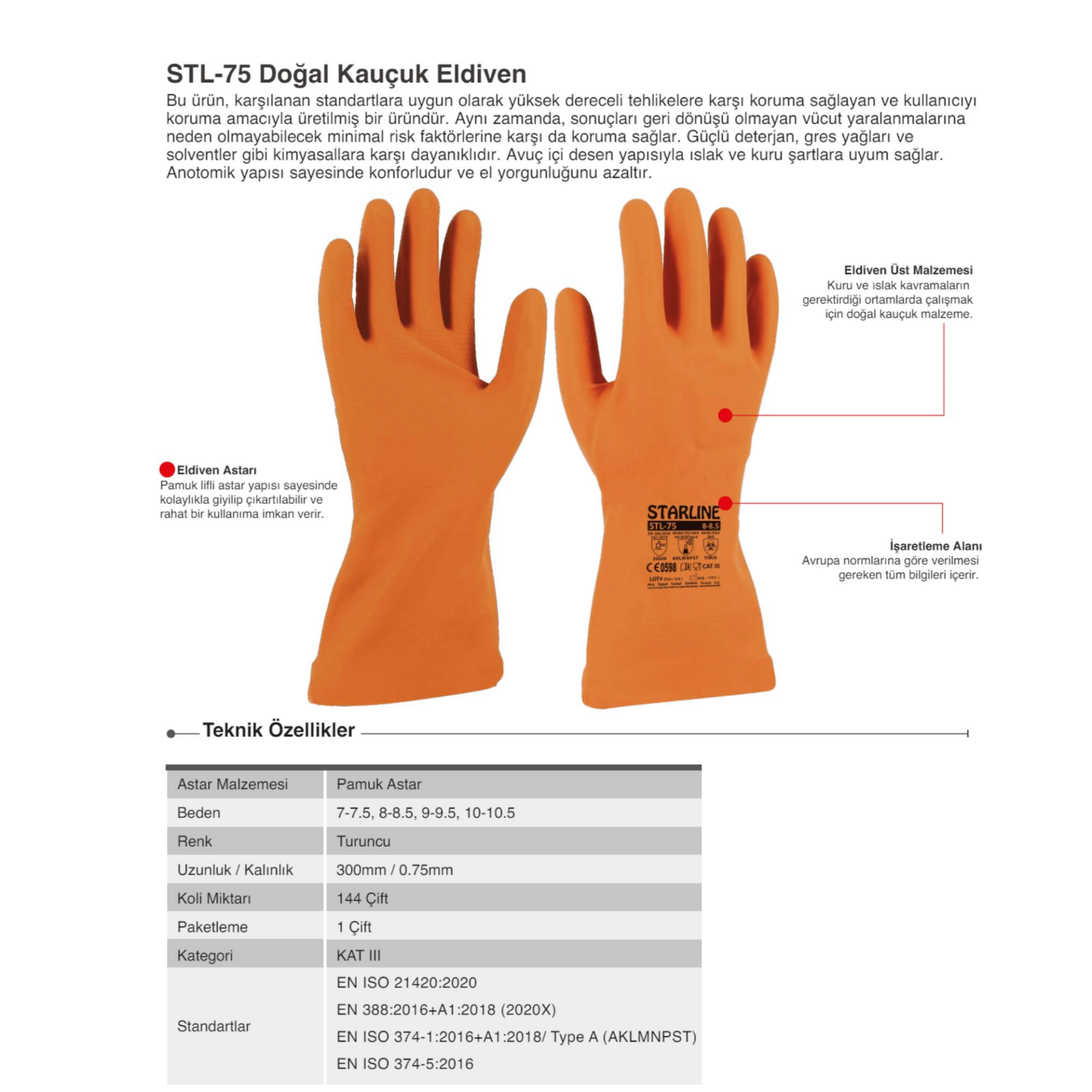 Starline STL-75 Kimyasal İş Eldiveni