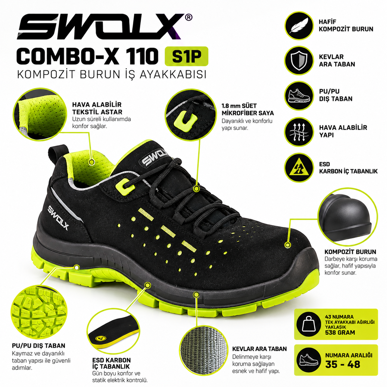 Swolx Combo-X 110 S1P İş Ayakkabısı