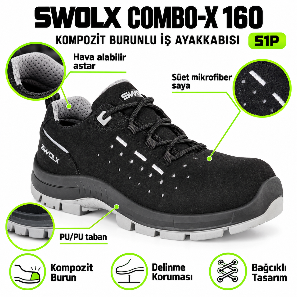 Swolx iş ayakkabısı Combo-X 160 S1P teknik özellikleri