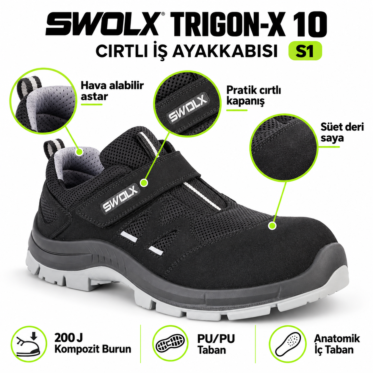 Swolx iş ayakkabısı Trigon-X 10 S1 cırtlı model özellikleri