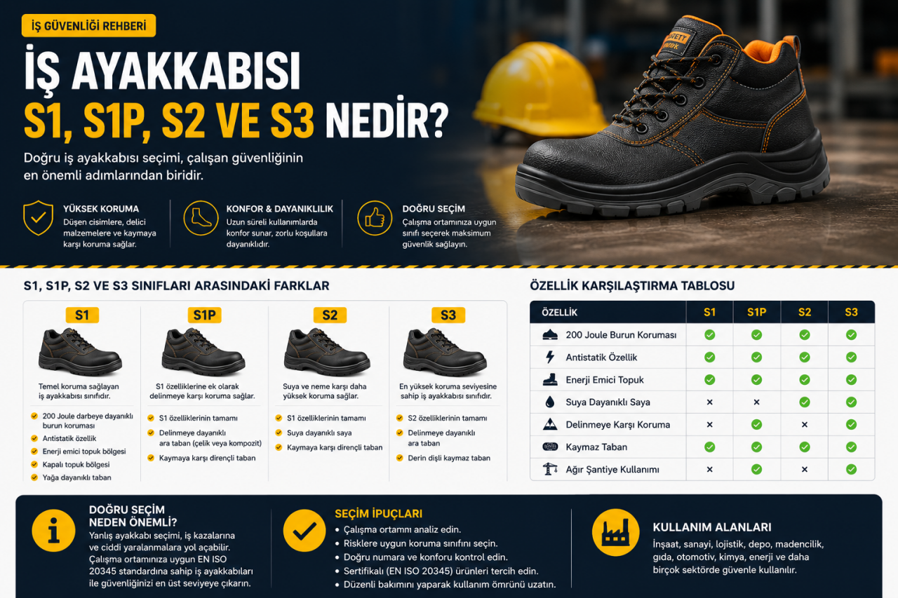 İş Ayakkabısı S1, S1P, S2 ve S3 Nedir?
