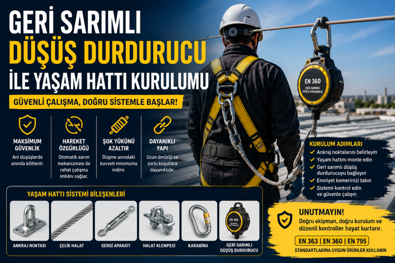Geri Sarımlı Düşüş Durdurucular ile Yaşam Hattı Kurulumu Rehberi