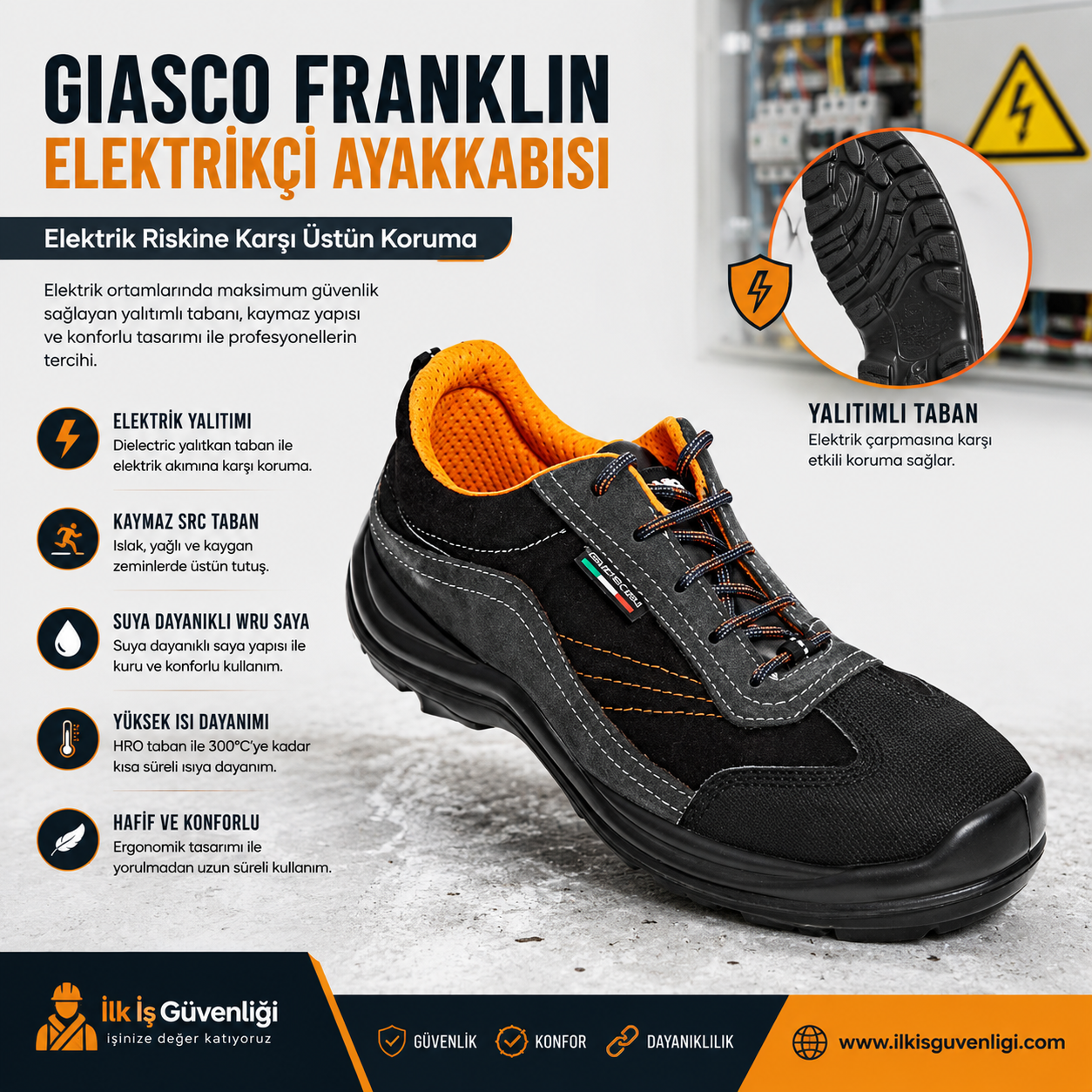 Giasco Franklin Elektrikçi Ayakkabısı: Elektrik Riskine Karşı Güvenliğinizi Artırın