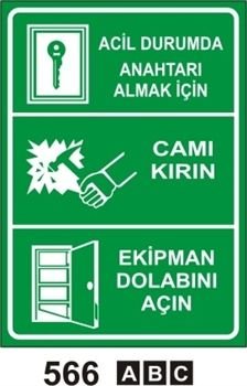 Acil Durumda Anahtarı Almak İçin Camı Kırın Ekipman Dolabını Açın 25x35 cm PVC (Plastik) 0,50mm