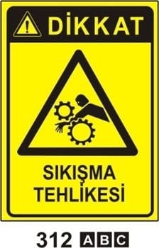 Sıkışma Tehlikesi 50x70 cm Saç (Galvaniz) 0,50mm