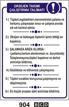 Oksijen Takımı Çalıştırma Talimatı 35x50 cm PVC(Plastik) 0,50mm