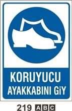 Koruyucu Ayakkabını Giy 35x50 cm Sticker (Yapışkanlı) Etiket