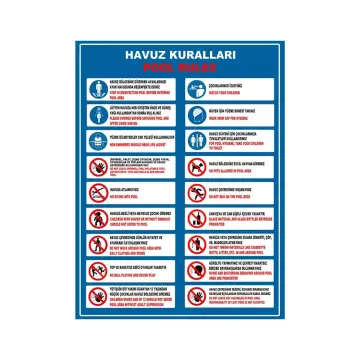 Havuz Kuralları Levhası (Pool Rules) 35x50 Cm Dekota