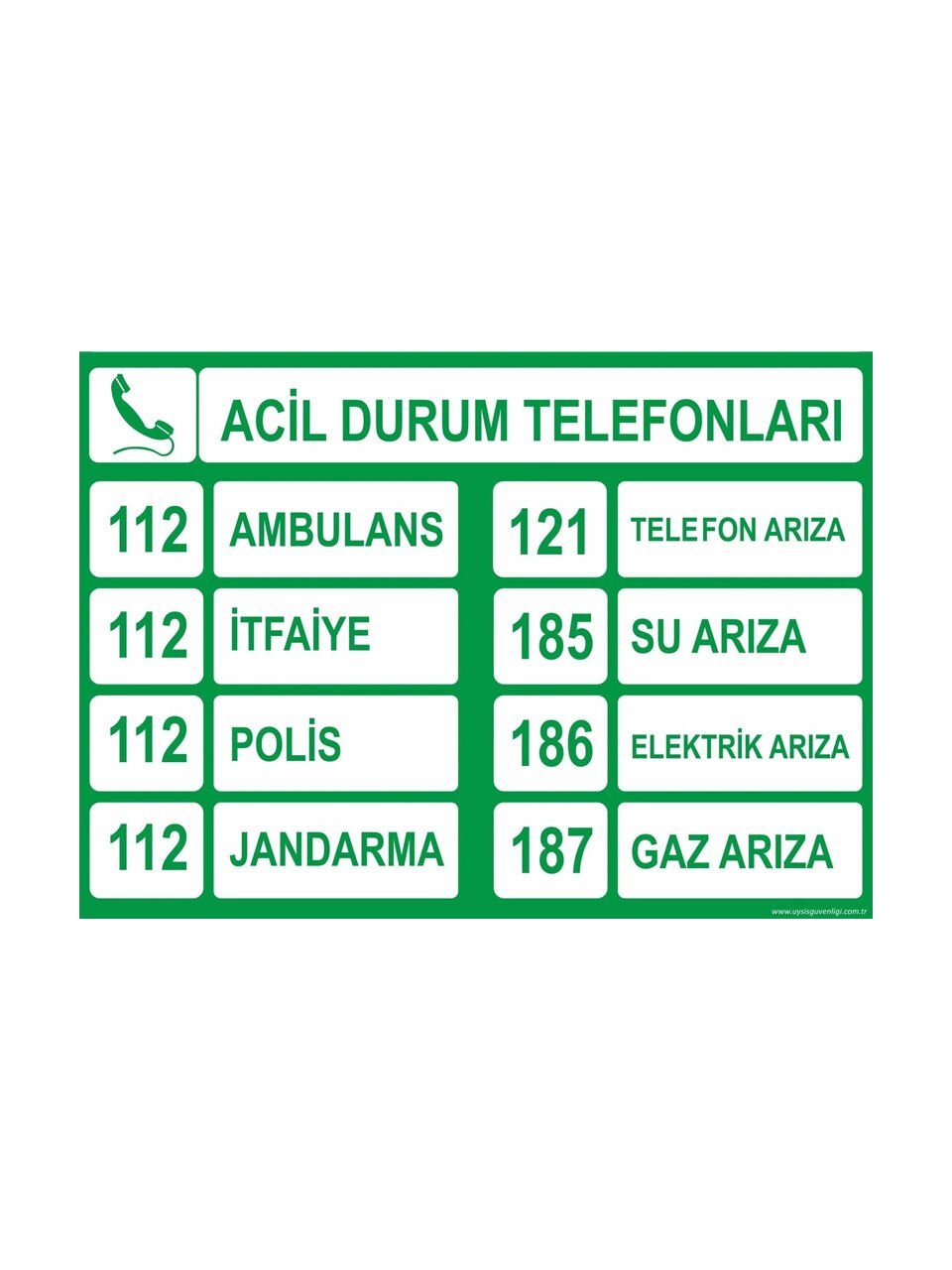 acil telefon numaraları