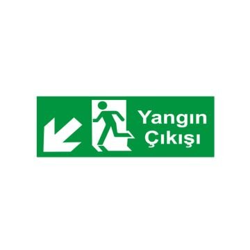 Yangın Çıkışı Levhası Sol Aşağı Yön (Fotolümenli)