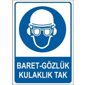 Baret Gözlük Kulaklık Tak 25x35 cm Sticker (Yapışkanlı) Etiket