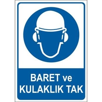 Baret ve Kulaklık Tak 35x50 cm Sticker (Yapışkanlı) Etiket