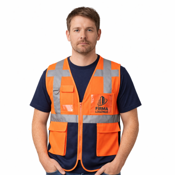 Logo Baskılı Turuncu Lacivert Mühendis Yeleği