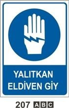 Yalıtkan Eldiven Giy 25x35 cm Sticker (Yapışkanlı) Etiket