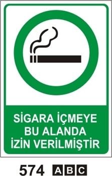 Sigara İçmeye Bu Alanda İzin Verilmiştir 35x50 cm PVC (Plastik) 0,50mm