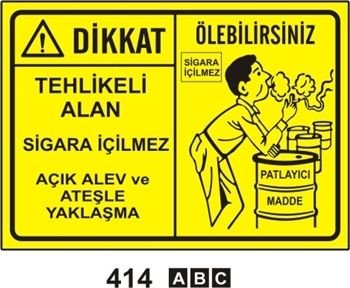 Dikkat Tehlikeli alan 35x50 cm PVC(Plastik) 0,50mm