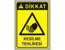 Dikkat Kesilme Tehlikesi 35x50 cm PVC(Plastik) 0,50mm