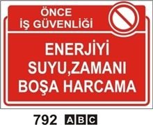 Enerjiyi,Suyu ve Zamanı Boşa Harcama 35x50 cm Sticker (Yapışkanlı) Etiket