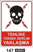 Tehlike Yüksek Gerilim Yaklaşma 25x35 cm Sticker (Yapışkanlı) Etiket