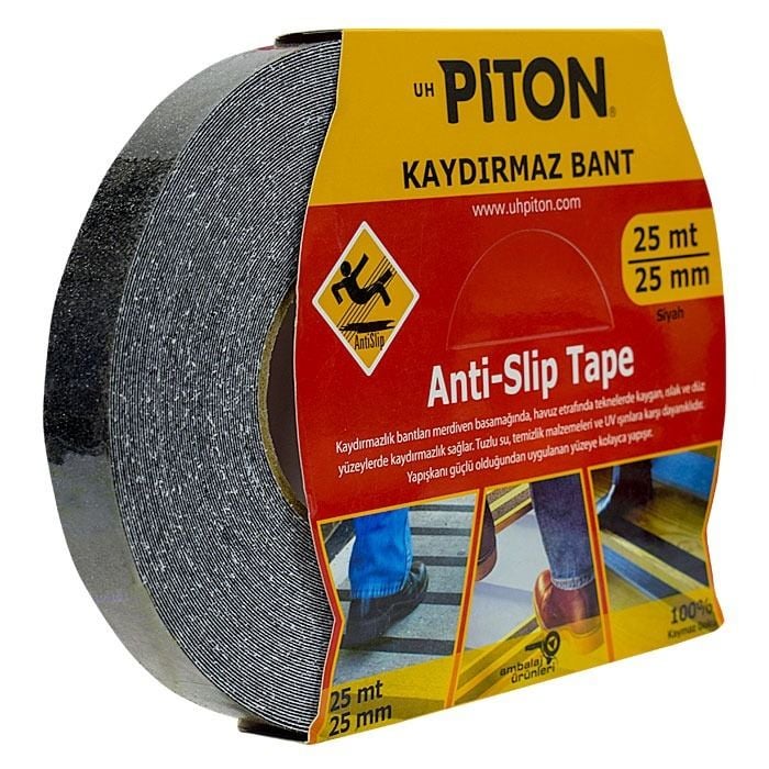 Piton Kaydırmaz Bant 25mm x 25m Siyah