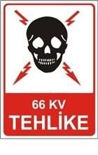 66 Kv Tehlike Uyarı Levhası 25x35 cm PVC (Plastik) 0.50 mm