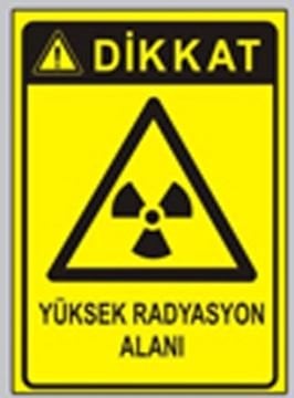 Dikkat Yüksek Radyasyon Alanı 25x35 cm Sticker (Yapışkanlı) Etiket