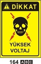 Dikkat Yüksek Voltaj 35x50 cm Sticker (Yapışkanlı) Etiket