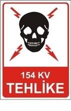 154 Kv Tehlike Uyarı Levhası 25x35 cm Dekota (Forex) 3 mm