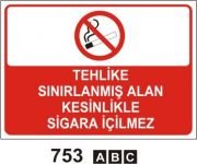 Tehlike Sınırlandırılmış Alan Kesinlikle Sigara İçilmez