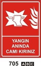 Yangın Anında Camı Kırınız 25x35 cm PVC (Plastik) 0,50mm