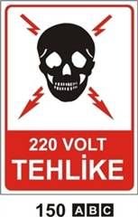 220 volt Tehlikesi 35x50 cm Sticker (Yapışkanlı) Etiket