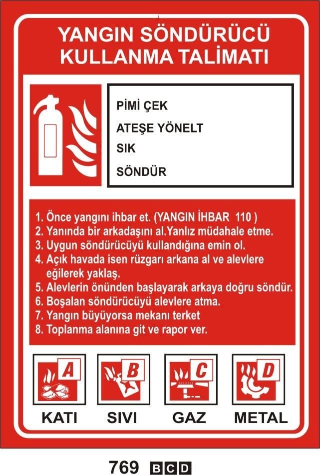 Yangın Söndürücü Kullanma Talimatı