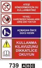 Ateşi Sondürmek İçin Su Kullanmayınız 25x35 cm Sticker Etiket