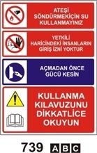 Ateşi Sondürmek İçin Su Kullanmayınız 35x50 cm Sticker Etiket