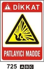 Dikkat Patlayıcı Madde 35x50 cm Sticker Etiket