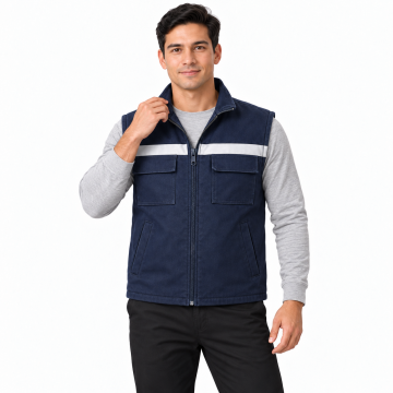 7/7 Gabardin Kapitoneli Lacivert Kışlık Yelek