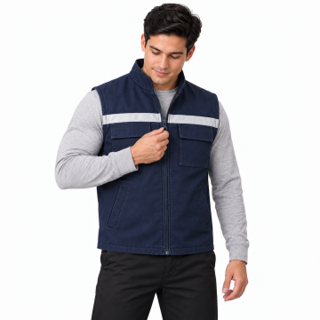 7/7 Gabardin Kapitoneli Lacivert Kışlık Yelek