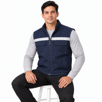 7/7 Gabardin Kapitoneli Lacivert Kışlık Yelek