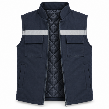 7/7 Gabardin Kapitoneli Lacivert Kışlık Yelek