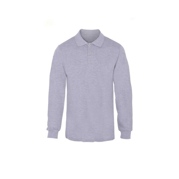 Polo Yaka Yazlık Uzun Kollu Tşört Gri S