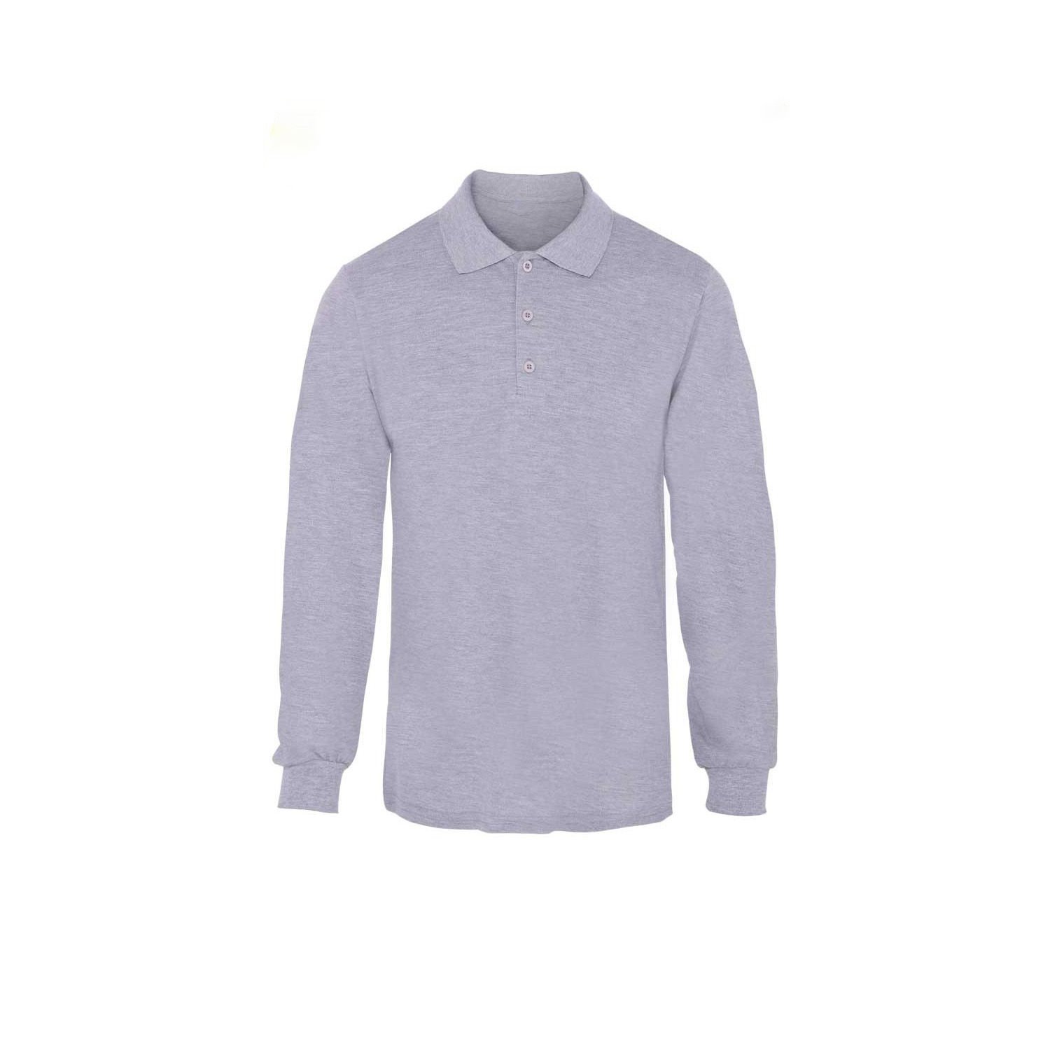 Polo Yaka Yazlık Uzun Kollu Tşört Gri XXL