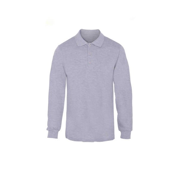 Polo Yaka Yazlık Uzun Kollu Tşört Gri XXL