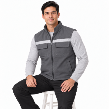 7/7 Gabardin Kapitoneli Gri Kışlık Yelek