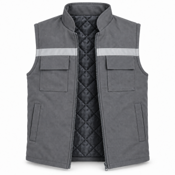 7/7 Gabardin Kapitoneli Gri Kışlık Yelek