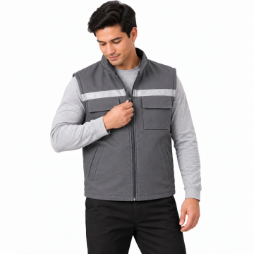 7/7 Gabardin Kapitoneli Gri Kışlık Yelek