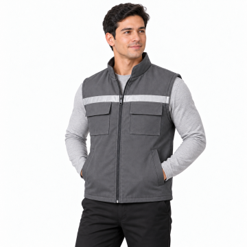 7/7 Gabardin Kapitoneli Gri Kışlık Yelek