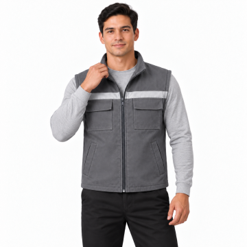 7/7 Gabardin Kapitoneli Gri Kışlık Yelek