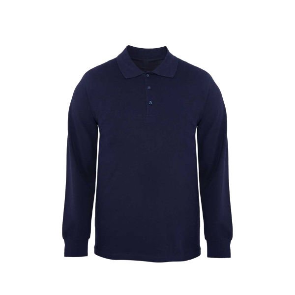 Polo Yaka Yazlık Uzun Kollu Tişört Lacivert L