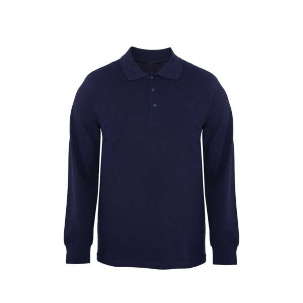 Polo Yaka Yazlık Uzun Kollu Tişört Lacivert M